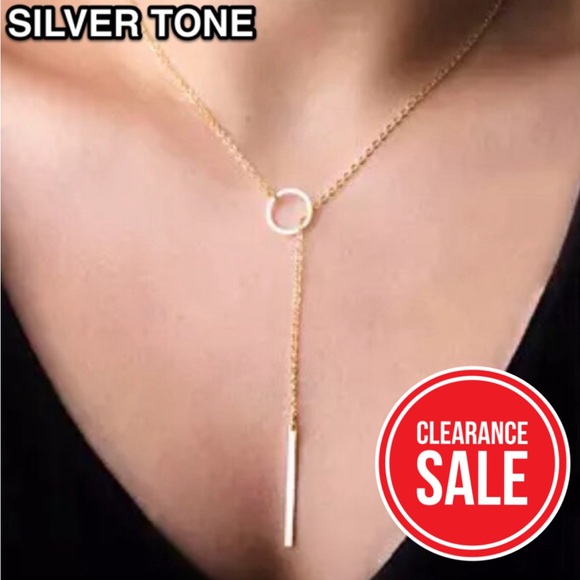 Jewelry - 🔴𝟭𝟬/$𝟮𝟱🔴NEW Silver Bar Drop Minimalist Necklace